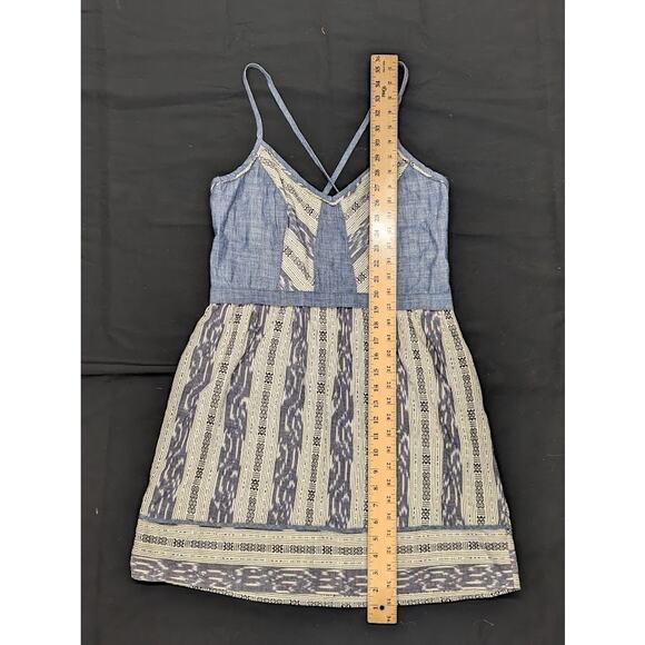 NWT Staring At Stars Blue Denim Aztec Tunic Mini Dress Spaghetti Strap Sz L - Picture 3 of 9